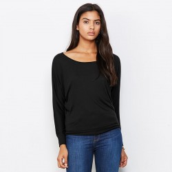 Plain Flowy off-the-shoulder long sleeve t-shirt Bella +Canvas 125 GSM